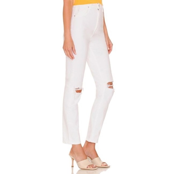 Rollas Dusters High Rise Slim Straight Jeans White NEW NWT - Picture 2 of 7